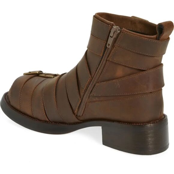 Jeffrey Campbell Belted Up Biker Inspired Leather Boot in Brown - Picture 5 of 7